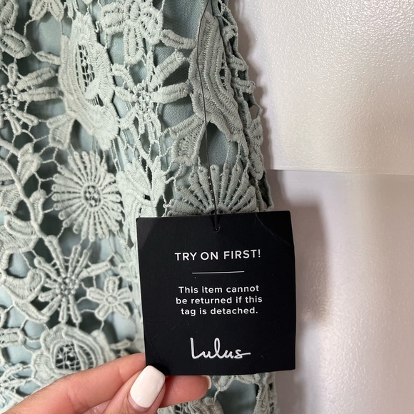 Lulu's Floral Lace Mini Dress in Gray - Picture 4 of 5